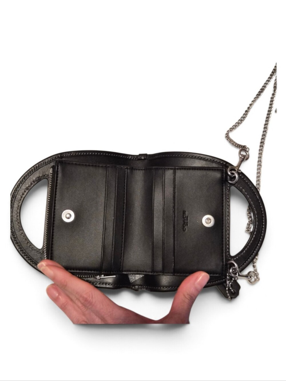 Coach Glovetanned Top Handle Card Case Coin Wallet Chain Crossbody CT879 NWOT